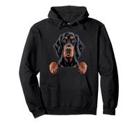 Gordon Setter Carino Sbirciando Nero e Tan Gordie Dog Felpa con Cappuccio
