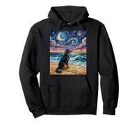 Gordon Setter Starry Night Beach Dog Opera d'Arte Felpa con Cappuccio