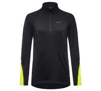 Maglietta Gore Wear Mid Zip manica lunga nero giallo neon donna - S
