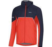 GORE WEAR R7 Giacca da Corsa con Cappucio per Uomo Partial GORE-TEX INFINIUM, M, Rosso Vermiglio/Blu Marino