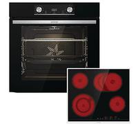 Gorenje 738885 OptiBake - Set per cottura a vapore, 77 l, aria calda, AquaClean, GentleClose & Open, AirFry/Pizza Mode 300 °C, PerfectGrill/piano cottura in vetroceramica/nero