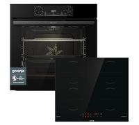 Gorenje OptiBake Black Induction Set 2 Forni da incasso con piano cottura a induzione, 77L, Made in Europe, AquaClean, ExtraSteam, AirFry, PizzaMode 300°C, PerfectGrill, Estratti telescopici, nero