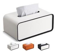 GORESE Porta Fazzoletti,Rettangolare Scatola per fazzoletti in Pelle dispenser per fazzoletti Tissue Box per ufficio, casa, auto, bagno(Bianco)