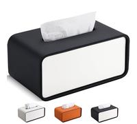 GORESE Porta Fazzoletti,Rettangolare Scatola per fazzoletti in Pelle dispenser per fazzoletti Tissue Box per ufficio, casa, auto, bagno(Nero)
