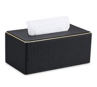 GORESE Porta Fazzoletti,Scatola per Fazzoletti in Pelle Dispenser per Fazzoletti Tissue Box per Ufficio, Casa,Bagno,Auto(Nero)