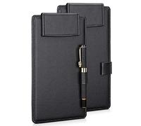 GORESE Portablocco A6 lavagna da scrittura in pelle A6 clipboard cartella appunti menu con clip magnetica e penna clip per ristorante bar caffetteria day card shop reception(2 Pezzi)