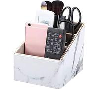 GORESE Supporto per telecomando con 3 scomparti, organizer per telecomando in pelle PU TV Organizer per scrivania in similpelle per telecomando TV, DVD, Blue-Ray, controller, scatola telecomando