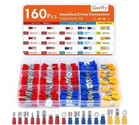 Gorffy 160 Pezzi Connettori Elettrici Terminali, Connettori Elettrici Automatici 0.5-6.0mm², Kit Connettori Maschio Femmina Spade, Connettore Terminale a Crimpare, Connettore Per Cavi