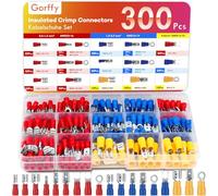 Gorffy 300 Pezzi Connettori Elettrici Terminali, Connettori Elettrici Automatici 0.5-6.0mm², Kit Connettori Maschio Femmina Spade, Connettore Terminale a Crimpare, Connettore Per Cavi