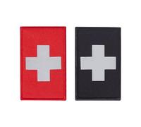 GORGECFAFT 4pz 2 colori Riflettente Croce Patch Rosso Nero Medico Pronto Soccorso Morale Tattico Militare Gancio e Anello Distintivo Salvataggio Morale Applicazioni Decorative per Zaino Borsa Cappello