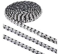 GORGECRAFT 1.8 m 8 mm di Larghezza per Chiodi A Caldo Cupola Convessa In Metallo Argentato Termoadesivo con Base Nera Piramidale Perno Decorativo Applique Strisce per Vestiti Fai Da Te Borsa