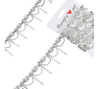 GORGECRAFT 1.8M Catena di Strass Nastro di Nappa di Cristallo Trasparente Farfalla Applique Cucito Abbellimenti Corda Frangia Catene per Artigianato Abito Abbigliamento Gioielli Matrimonio Bouquet