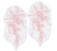 GORGECRAFT 1 Paio di Toppe Ricamate in Pizzo 3D da Cucire su Perline di Fiori Filati A Rete Perline per Unghie Tulle Garza Toppe Floreali con Perle per Matrimonio Abito da Sposa Abbigliamento Tessuto
