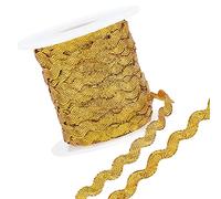GORGECRAFT 1 Rotolo 27yd/25m Glitter Oro RIC Rac Trim Nastro Onda Cucito Frange Trim 5mm per Cucire Fiori Fare Festa di Nozze Nastro di Pizzo Craft