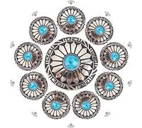 Gorgecraft 1 scatola 10 pezzi 30 mm Pulsanti A Vite Rotondi Vintage Stile Occidentale Blu Turchese Concho Boccioli di Fiori Pulsanti Margherita Fibbia di Ricambio per Tessuti Artigianali In Pelle