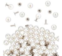 GORGECRAFT 1 Scatola 100 Set 6 mm Perla Rivetti Borchie Bottoni Rotondi Bianchi Perla in Plastica Borchie con Spilli Kit per Abbigliamento Borse Cappello Abbellimenti Scarpe Fai da Te Maglieria
