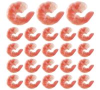 GORGECRAFT 1 Scatola 12pz Gamberetti Artificiali Figure Plastica PVC Realistico Finto Cibo Marino Frutti di Mare Cotti Gamberetti Sgusciati Modello per Casa Cucina Mercato Esposizione Festa Foto