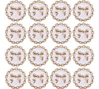 GORGECRAFT 1 scatola 16 pezzi Bottoni Circolari con Fiocco 25mm Piatti Rotondi Retrò In Lega Nera con Gambo In Metallo Bottoni Bowknot per Scialli Capispalla Cappotti Abiti Abbigliamento Bianco