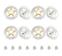 Gorgecraft 1 scatola 8 set Argento Inciso Stella D'Oro Concho Vite Posteriore Scava Fuori Pulsanti Decorativi Sostituzione Rotonda Fibbia Vintage Getti Personalità Manuale Bagagli Fai