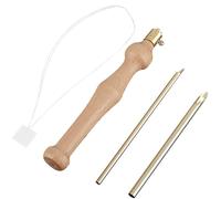 GORGECRAFT 1 Set 4 Pezzi Penne da Ricamo con Manico in Legno Kit Ago da Ricamo 5 e 3.5 mm Kit con Ago Punzonatura Regolabile Set Infilatore Automatico Facile per Principianti Cuciture
