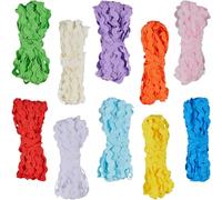 GORGECRAFT 10 Colori 50M RIC Rac Trim Nastro Zig Zag Tessuto Onda Cucito Piegatura Frangia Trim 5~8.5mm Trecce Larghe Cordoncini Abbellimenti per Creazione di Fiori Matrimonio Merletto Artigianale