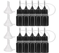 GORGECRAFT 10 flacone Applicatore Nero con Punta di Precisione 5ml In Plastica con Punta D'Ago Flaconi di Colla Da Spremere con 4 mini Imbuti per Pittura Carta Quilting Colla Artigianale Inchiostro