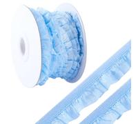 GORGECRAFT 10 m di Bordo Elastico Arricciato Bordo Smerlato In Tulle Azzurro Tessuto Tessuto Elasticizzato con Volant Nastro A Pieghe Bordo Smerlato per Cucire Decorazioni per Matrimoni Fai Da Te Mini