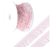 GORGECRAFT 10 m Nastro Elastico con Volant Arricciato Nastro Elasticizzato con Volant Rosa Nastro In Tulle Tessuto con Volant Nastro Pieghettato Tessuto In Pizzo per Abito Federa Decorazioni per Bambo