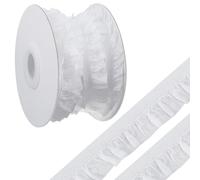 GORGECRAFT 10 m Tessuto di Pizzo Bianco Plissettato Bordo Elasticizzato con Volant Nastro Increspato Bordo Elastico Tulle Bordo Smerlato Bordo Smerlato per Vestiti Cucito Abbellimento per Bambole Deco