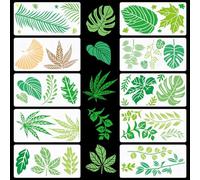 GORGECRAFT 10 pz 30x15 cm Stencil Foglie d'Acero Grandi Foglie Tropicali Monstera Tartaruga Modello Palma Eucalipto Agrifoglio Fogliame Botanico Stencil per Dipingere su Legno Pareti Mobili Tela