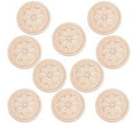 GORGECRAFT 10 Pz 48mm Appliques Intagliate in Legno Fiore Rotondo Onlay Sculture Non Verniciate Decalcomanie in Legno Piccolo Pezzo Ornamentale Angolo Bordo Applique Artigianato Aggiunta per Porta
