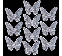 GORGECRAFT 10 Pz Farfalla Ricamo Patch Cucito Cucire su Bianco Paillettes Farfalle Patch Poliestere Ornamento Accessori per Abiti Da Sposa Abito Cappello Jeans Cucito Farfalla Applique