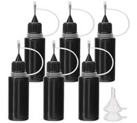 GORGECRAFT 10 Set Flacone di Colla con Punta Ad Ago Nero 100ml Bottiglie di Applicatore in Plastica con Punta di Precisione Fine Contagocce con 4 Mini Imbuti per Colla Inchiostro Liquido Olio Carta