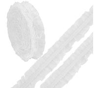 GORGECRAFT 10 Yards 25 mm di Larghezza Elastico Pizzo Trim Doppio Volant Organza Trim Nastro Bianco Pieghettato Bordo in Tessuto Passamaneria per Cucito Fai da Te Artigianato da Sposa Decorazione