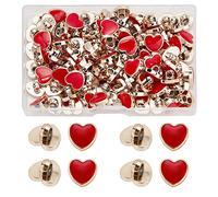 GORGECRAFT 100Pcs Bottoni con Gambo In Metallo Fibbia A Forma di Cuore 12Mm Accessori per Bottoni In Plastica con Smalto per Ciondoli per Scarpe Donna Abiti Abiti Blazer Giacca Uniforme (Rosso)