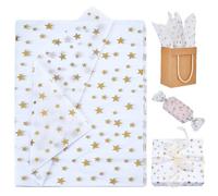 GORGECRAFT 100pz Carta Velina con Stampa A Stella Dorata Bianca con Stelle Dorate Carta Da Regalo Metallizzata Sacchetti Regalo con Stelle Dorate Carta Riciclabile Fai Da Te Carta per Artigianato