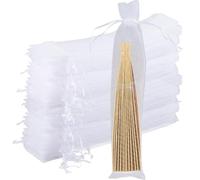 GORGECRAFT 100pz Sacchetti di Organza Trasparente 24x6cm Coulisse Gioielli Sacchetti di Rete Trasparente Pieghevole Ventaglio Tasca Portaoggetti per Caramelle Penne Fiori Regali Bomboniere Festival
