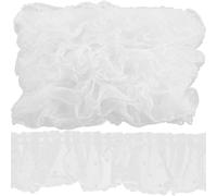 GORGECRAFT 10M Nastro In Pizzo Arricciato 6cm di Larghezza Plissettato Organza Ricamato Bordo In Pizzo Nastro Tessuto A Pois Abito Da Sposa Abito Da Sposa Applicazioni Bordi Passamaneria Bianco