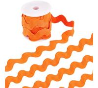 GORGECRAFT 10Yds*37mm Frangia A Onda Larga Piegata Rick Rack Arancione Scuro Zig Zag RIC Rac Trim Curvo Tessuto Intrecciato Bordo Fettuccia Nastro in Pizzo per Cucito Casa Festa Abito da Sposa