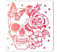 GORGECRAFT 11.8x11.8 Pollice Teschio Stencil Fiori Modello Farfalla Modelli Grandi Stencil Quadrati in Plastica Riutilizzabili Segno per Dipingere su Legno Muro Scrapbook Carta Piastrelle