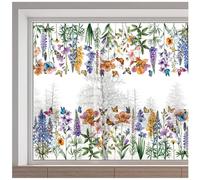 GORGECRAFT 116 x 38 cm Grande fiore primaverile si aggrappa vintage Wildflower farfalla statico adesivo per finestra riutilizzabile decalcomanie per finestre su entrambi i lati pellicola di vetro non