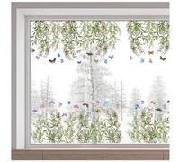 GORGECRAFT 116x38 cm Adesivo per Finestre Foral Adesivo Bifacciale In Vetro con Vite Appesa Fiori Vetrofanie Farfalla Pianta Foglia Pellicola Vinilica Statica Non Adesiva per Porta Scorrevole In Vetro