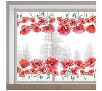 GORGECRAFT 116x38 cm Grande Papavero Floreale Vetrofania su Entrambi I Lati Natura Fiori Vetrofanie Primavera Vetrofanie Pellicola Vinilica Statica Non Adesiva per Vetro Previene Attacchi di Uccelli
