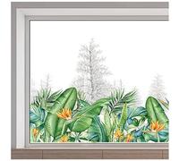 GORGECRAFT 116x38cm di Grandi Foglie di Banano Adesivi per Finestre Piante Tropicali Foglie Verdi Fiori Adesivi per Finestre Bifacciali Non Adesivi Adesivi Trasparenti Statici per Finestre