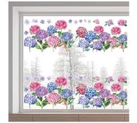 GORGECRAFT 116x38cm di Ortensia Floreale per Finestre Vetrofanie su Entrambi I Lati Natura Fiore Vetrofanie Primavera Adesivi per Finestre Pellicola Vinilica Statica Non Adesiva per Porte Scorrevoli