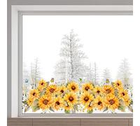 GORGECRAFT 116x38cm Grande Girasole Floreale Vetrofanie per Finestre Doppia Faccia Farfalla Vetrofanie Primavera Vetrofanie Pellicola Vinilica Statica Non Adesiva per Vetri Previene Gli Attacchi