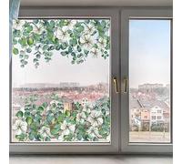 GORGECRAFT 118x39cm Grandi Foglie di Eucalipto Adesivi per Finestra Primavera Verde Foglia Fiori Decalcomanie Estate Appeso Vite Pellicola Vinile Statico Non Adesivo