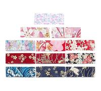 GORGECRAFT 12 Colori 12 Yards Nastro di Cotone Floreale Stile Kimono Giapponese Singolo Stampato 1-1/2 Pollici di Larghezza Rifilatura Tessuto per Fai da Te Artigianato di Cucito Fiocco per Capelli