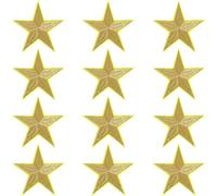 GORGECRAFT 12 pezzo Grande Toppa Termoadesiva A 5 stelle A Forma di Stella Da 80mm Toppa Da Cucire Stella Ricamata Decorazioni per Indumenti Riparazione Giacche Zaini Borse Scarpe Cachi Chiaro