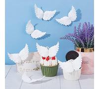 GORGECRAFT 12 PZ 3" Mini Piume Bianche 3D Plastica Ali d'Angelo Piccole Decorazioni per L'Albero di Natale Toppe Applique Costume per Torta Zaino Fai da Te Artigianato Accessori Puntelli Decorativi